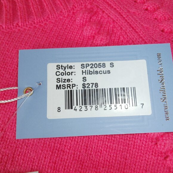 NWT Sail to Sable Hot Pink Wool & Cashmere Pullover Sweater - Picture 6 of 10